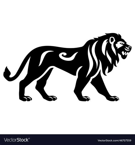 Walking Lion In Drawing Stencil Royalty Free Vector Image