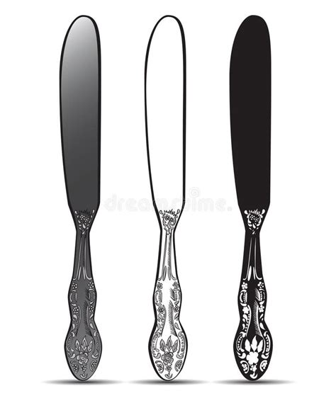 Cutlery Vintage Silver Knife Vector Illustration Stock Vector