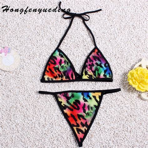 hongfenyueding swimsuit brazilian bikini print thong micro bra sexy swimwear 2017 women s