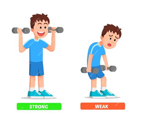 Premium Vector Little Boy With Strong And Weak Poses While Lifting