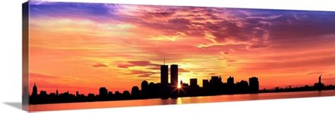Us New York City Skyline Sunrise Wall Art Canvas Prints Framed