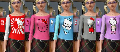 Mod The Sims Hello Kitty Shirt Pack 5x Adultyoungadult Female