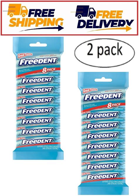 Wrigleys Freedent Spearmint Chewing Gum 5 Stick Pack Pack Of 8 2