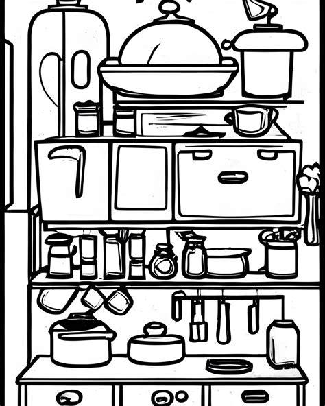 Kitchen Coloring Page · Creative Fabrica