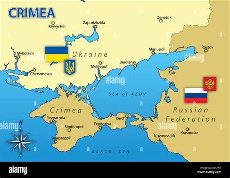 Krim Halbinsel Karte Mit Grenzen Und Fahnen Vektor Abbildung Stock