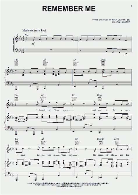 Remember Me Piano Sheet Music Onlinepianist