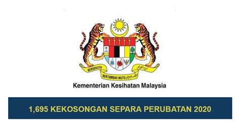 Jawatan kosong kkm 2020 yang tersenarai adalah seperti berikut: Kementerian Kesihatan Malaysia KKM - Pengambilan Tahun ...