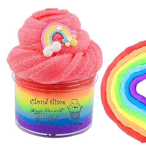 Rainbow Slime Colorful Floam Strechy Slimes Dm Fluffy Stress Relief Toy