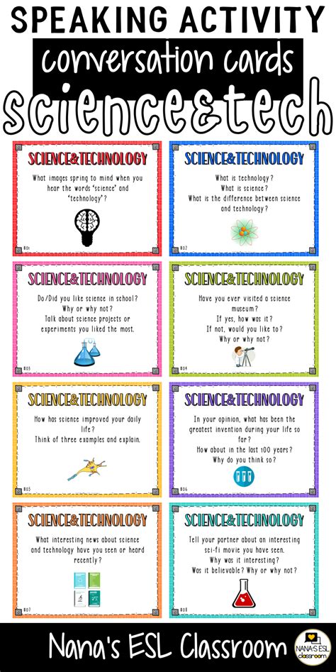 Conversation Starter Cards Science And Technology Speaking Skills