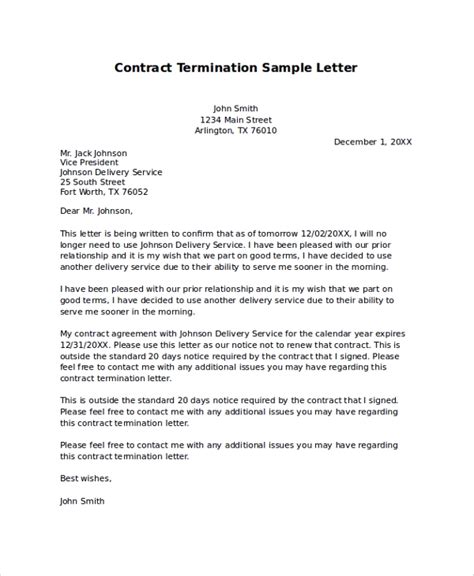 sample termination letter  examples   word