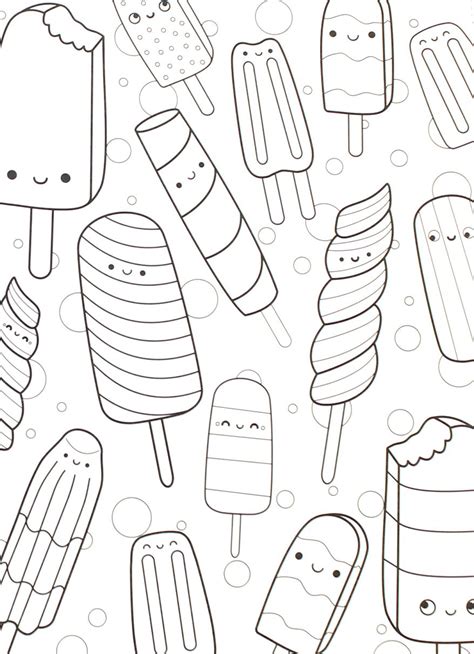 Food coloring page with cake or cupcake, candy. Fresh in stock! Our super cute, kawaii, and super yummy ...