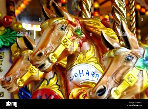 Colourful Carousel Fairground Horses Stock Photo Alamy