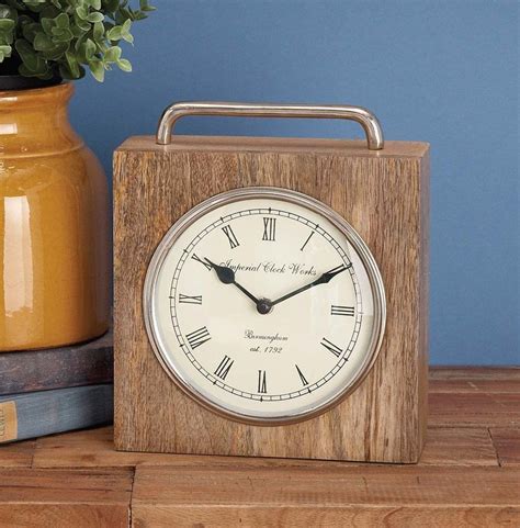 Table Clock Table Clock Clock Wood And Metal Table