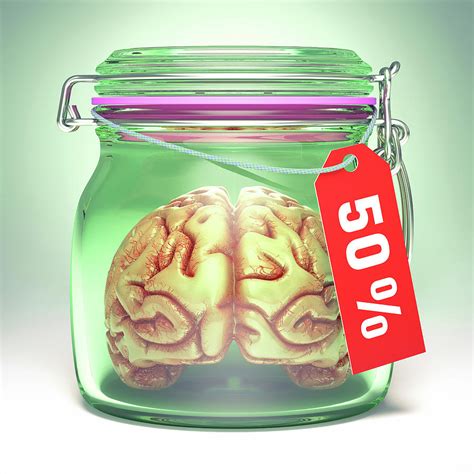 Human Brain In Glass Jar With Sale Label Photograph By Ktsdesign