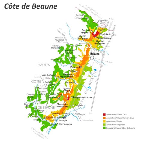 Côte De Beaune Wine Map