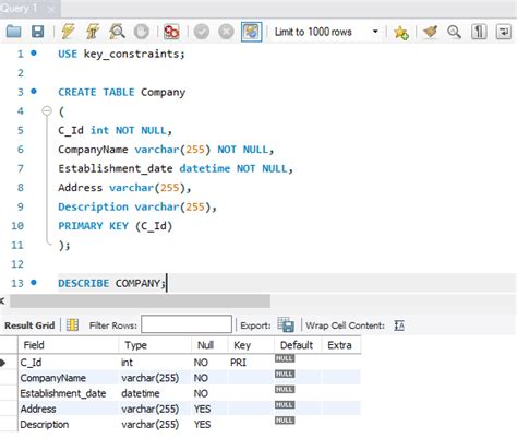 Mysql Key Constraints