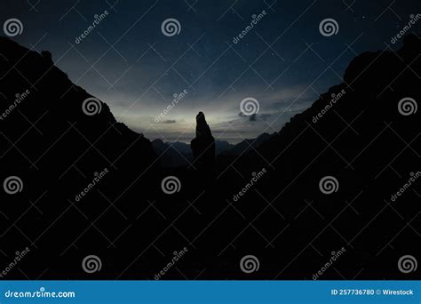 Silhouettes Of Rock Formations On Campanile Di Val Montanaia Mountain