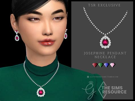The Sims Resource Josephine Pendant Necklace Mod Earrings Emerald