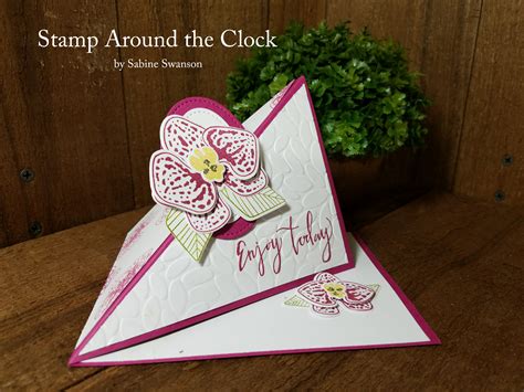 Pin By Sabine Swanson On Stamp Around The Clock Orchid Card Fun Fold
