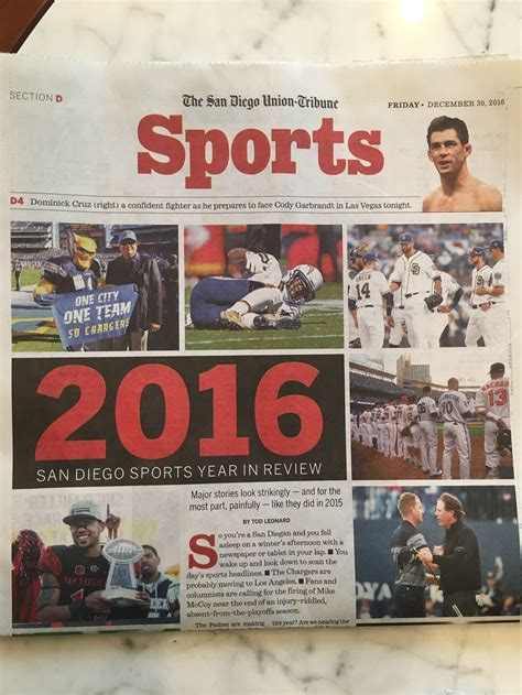 The San Diego Union Tribune's Sports Section Cover : MMA