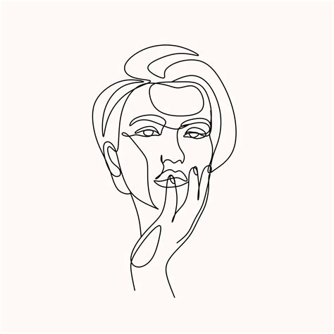 Feminine Face Line Art Vector Minimalist Line Drawing Woman Face