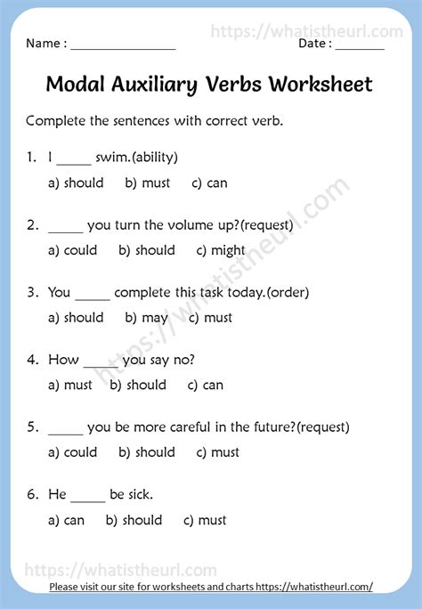 Modal Auxiliary Verbs Worksheet English Exam Teaching English Grammar Verb Worksheets English