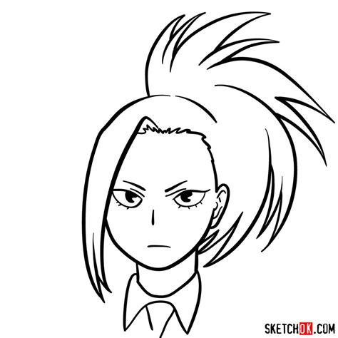 How To Draw Momo Yaoyorozus Face Sketchok Easy Drawing Guides