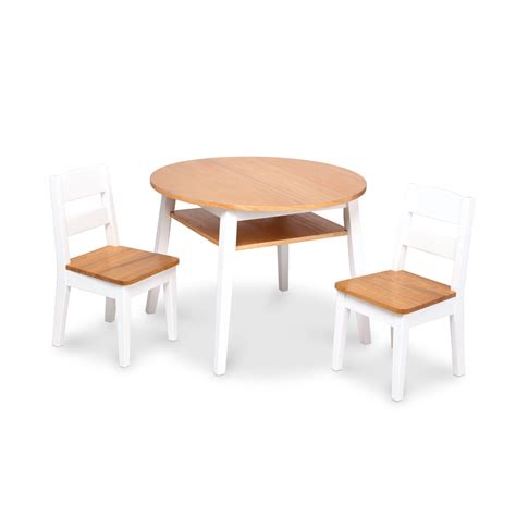 Melissa And Doug Wooden Round Table And 2 Chairs Set Kids Furniture For