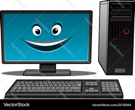 Happy Cartoon Desktop Computer Royalty Free Vector Image