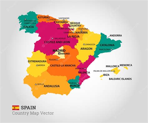 Mapa Detalhado Da Ilustração Vetorial De Espanha Vetor Premium