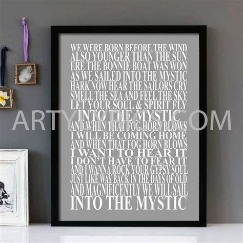Van Morrison Into The Mystic Lyrics Art Print Prints Digital Prints