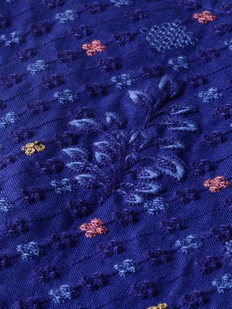 Women Blue Embroidered A Line Asymmetric Kurta Span 2950673