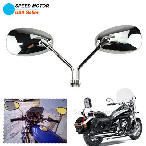 Motorcycle Chrome Oval Mirrors For Honda Shadow Spirit 750 1100 Vtx1300 Vtx1800 Ebay