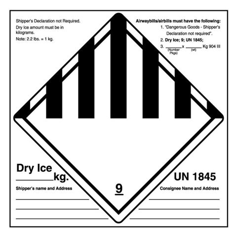 Printable Dry Ice Shipping Label