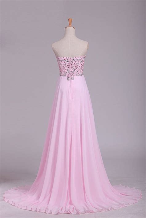 Hot Prom Dresses Sweetheart With Beading Floor Length Chiffon Online Jolilis