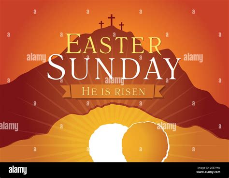 Easter Sunday He Is Risen Greetings Invite Vector Card Calvary