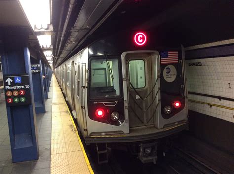 The 8 car train consists of 2 such units coupled. File:Southbound R160 C train ready to leave Fulton St.jpg - Wikimedia Commons