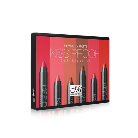 6 Pc Kiss Proof Soft Moisture Matte Lipstick Lip Crayon Lip Pencil With Makeup Remover And