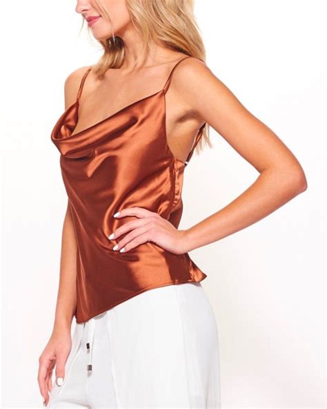 Cowl Neck Satin Cami Tank In More Colors Cami Tanks Silk Outfit