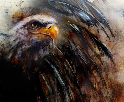 Pintura Hermosa Del águila En Un Fondo Abstracto Color Con Las