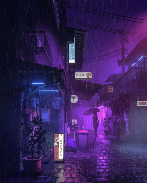 Anime City Purple Wallpapers Wallpaper Cave