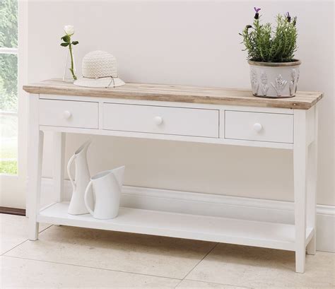 Wooden Hallway Console Table Cabinet White Rustic Farm Kitchen