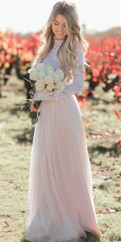 Check out our blush wedding dress selection for the very best in unique or custom, handmade pieces from our bridal gowns & separates shops. 25 Pink Modest Wedding Dresses | From Blush to Bright ...