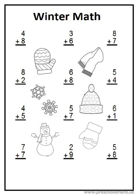 Free Kindergarten Math Worksheets For Winter Color By