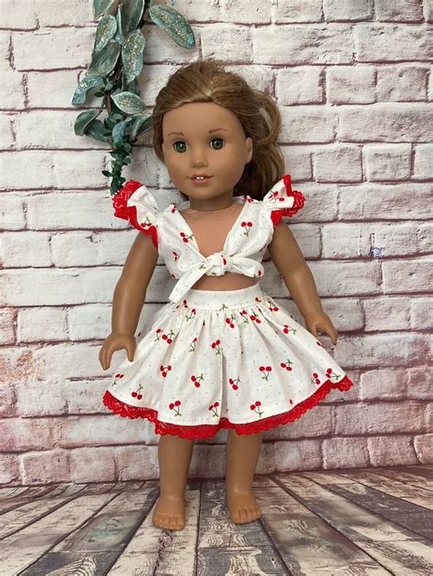american girl cherries tying top and twirly skirt outfit etsy in 2021 american girl twirly