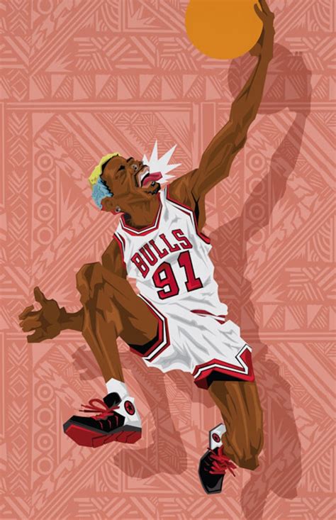 Dennis Rodman Poster Print 13 x 19 Basketball Original Art | Etsy