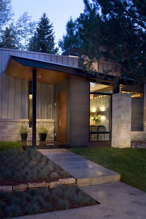 Contemporary Ranch House Remodel Front Entrance Ideas With Walkway