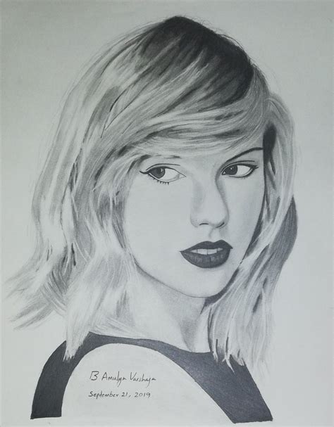 Taylor Swift Photo Realistic Pencil Drawing Singer Realistic Pencil