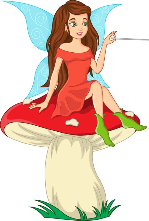 Cartoon Little Fairy Sitting On The Mushroom 4991802 Vector Art At Vecteezy