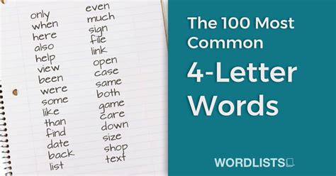 100 Most Common 4 Letter Words